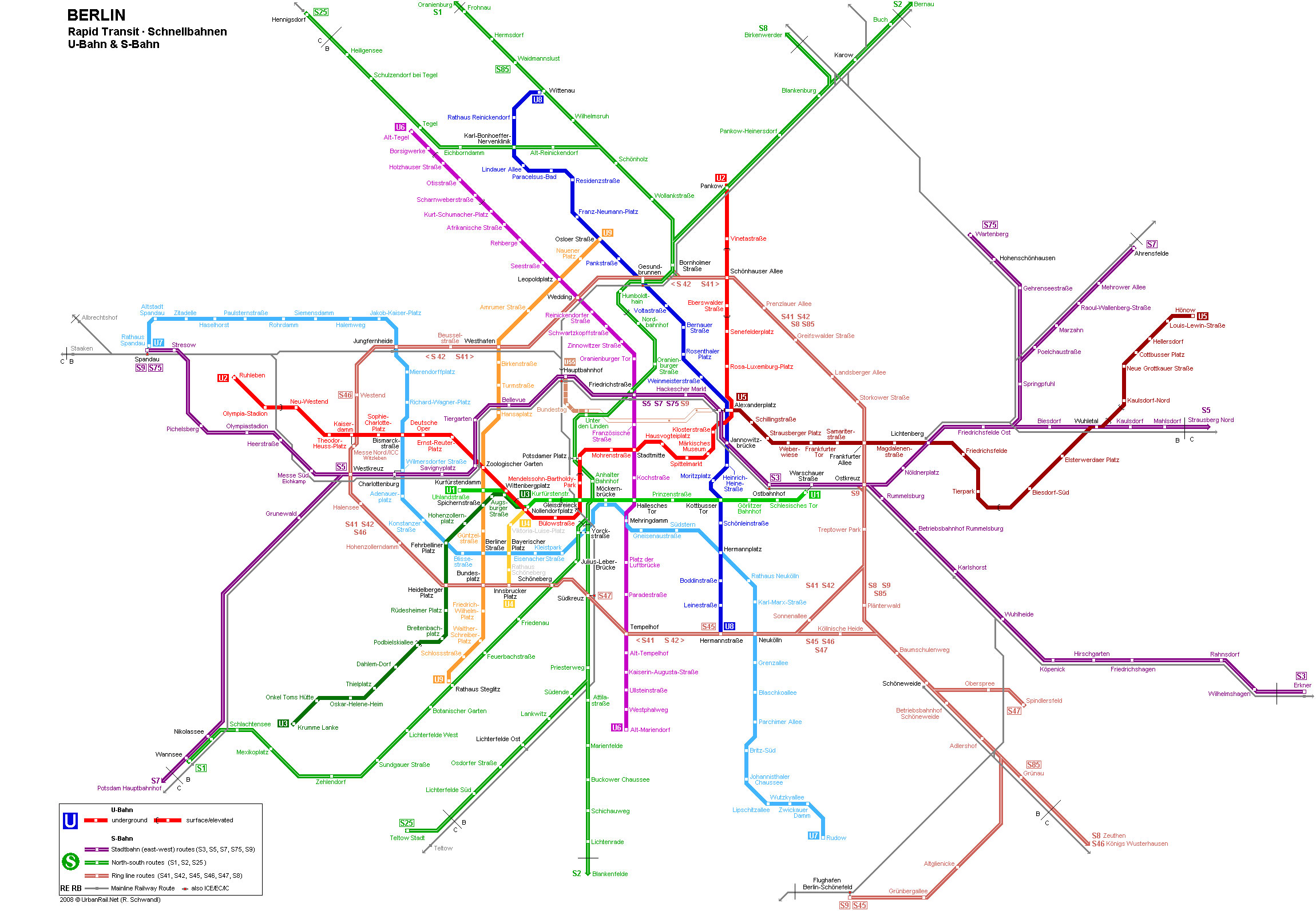 Карта метро Берлина. Метро Берлина. 