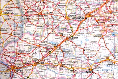 Карта автомобильной дороги Москва - Брест