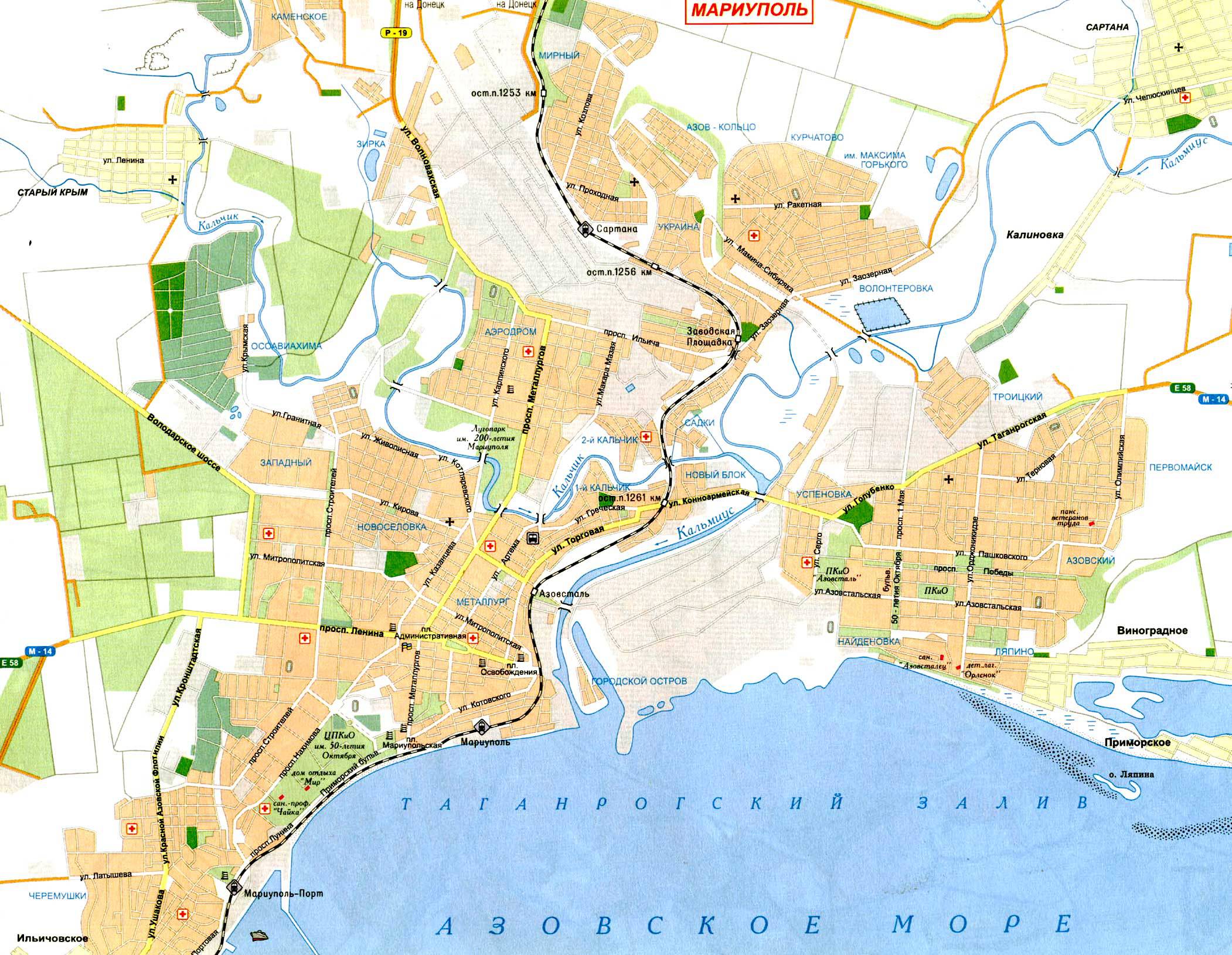Карта Мариуполя.Показать на карте Мариуполь. фото