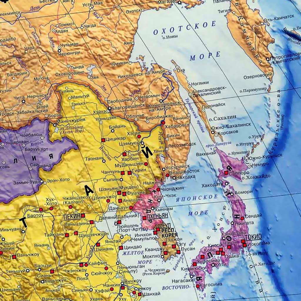 Карта мира. Япония. Дальний восток. Карта Японии. Японское море. Столица Японии 