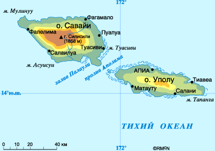 Карта Самоа. фото