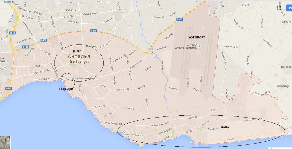 Районы Антальи. Карта Антальи фото. Картинка