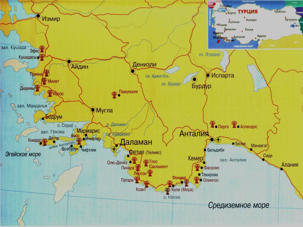 Анталья на карте Турции.  фото. Картинка
