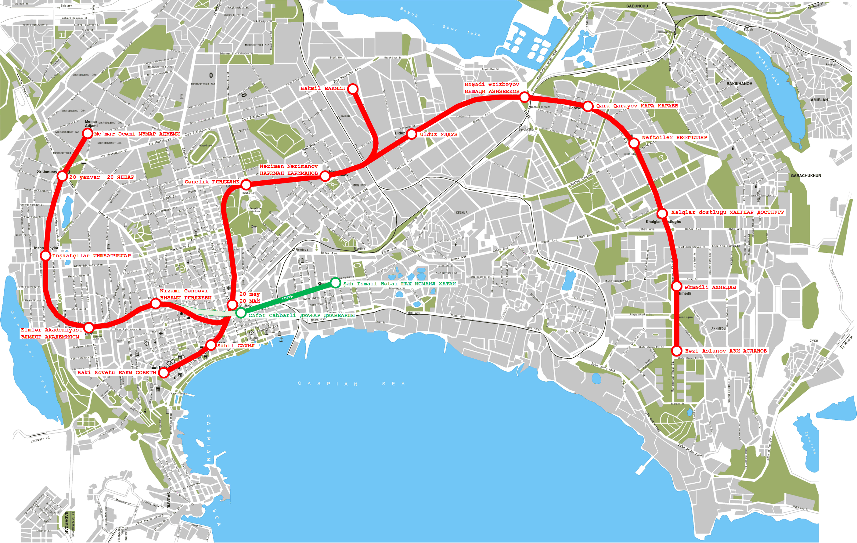 Баку, карта города