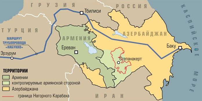 Карта Армении. Карта границы Нагорного Карабаха и Азербайджана