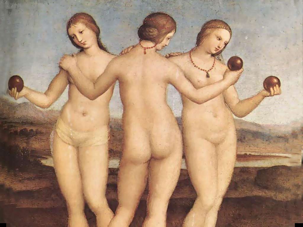  Три грации. Рафаэль (Раффаэлло Санти). Рафаэль (Раффаэлло Санти) 1505 г. Фото. Картинка