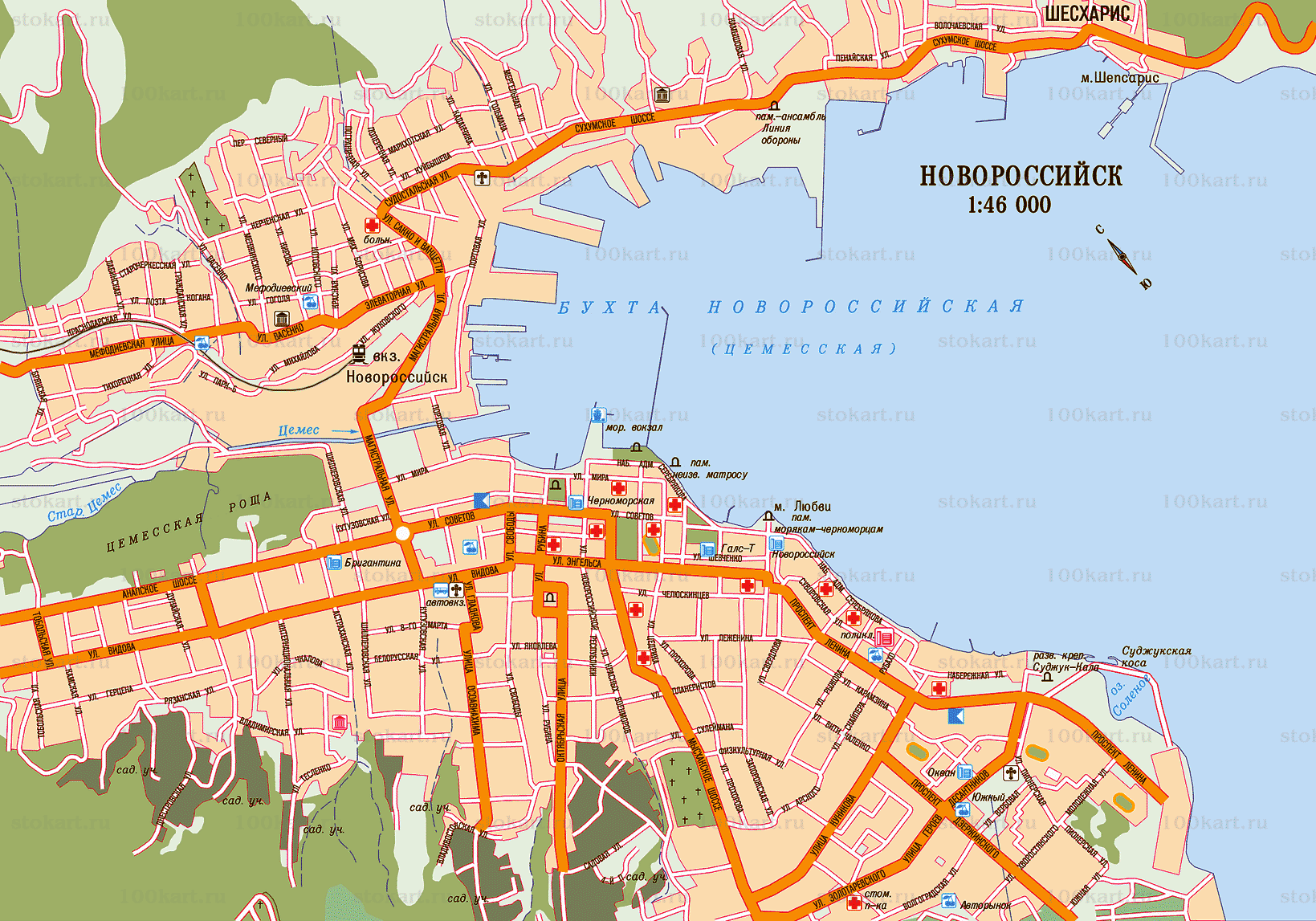 Карта Новороссийска. Цемесская бухта в Новороссийске, Карта центра города.  Город Новороссийск. Карта Новороссийска с улицами и домами. Сайт.  Фотография. Обои. Картинка. Фото. Что посмотреть в Новороссийске .  Картинка. Реферат. Новороссийскское ...